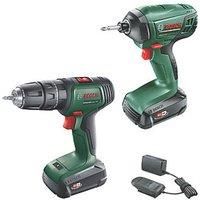 Bosch Cordless Combi Drill Impact Driver Twin Kit Power 4 All 18V With Battery