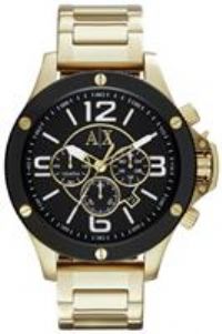 Armani Ex Chronograph Gold  Tone Steel Band Black Dail Men's With Date AX1511