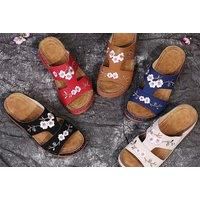 Embroidered Flower Sandals - 5 Sizes & 6 Colours!