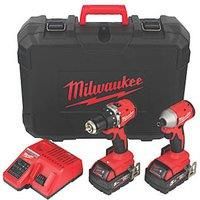 Milwaukee Next Generation M18BLCPP2A-502C 18V 2 x 5.0Ah Li-Ion RedLithium Brushless Cordless Compact Power Tool Twin Pack (782KN)