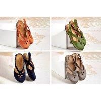 Flat Round Toe Sandals - 5 Sizes & 4 Colours! - Green