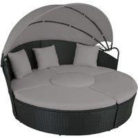 Tectake Santorini Rattan Sun Lounger Day Bed - Black/Grey