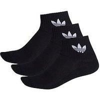 Adidas Originals 3 Pack Of Mid Ankle Socks  Black