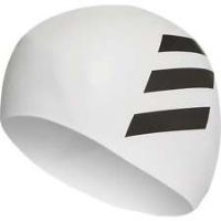 adidas 3-Stripes Swimming Cap, Adults Unisex, White Black, One Size