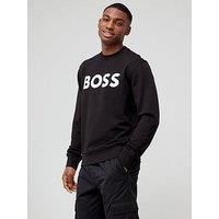 BOSS Mens WeBasicCrew Cotton-terry sweatshirt with rubber-print logo