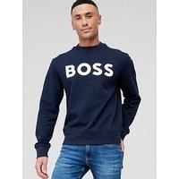 BOSS Mens WeBasicCrew Cotton-terry sweatshirt with rubber-print logo