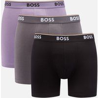 Boss Mens 3 Pack Boxer Briefs Grey/Purple/Black S