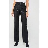 Boss Tatawa Coated Bootcut Faux Leather Trouser - Black