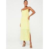 Hugo Red Koniya Strappy Sequin Midi Dress - Yellow