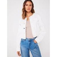 Boss Black Collarless Denim Jacket - White