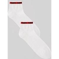 Hugo 2 Pack Tape Half Crew Socks - White