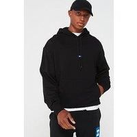 HUGO Mens Nalonso Cotton-terry hoodie with blue logo label