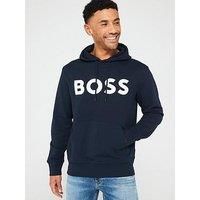 BOSS Mens Webasic Hood Relaxed-fit Hoodie in Cotton Terry with Large Logo