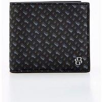 Boss B Icon Metal Logo Monogram Print 8 Card Wallet- Black