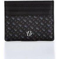 Boss B Icon Metal Logo Monogram Print Card Holder- Black