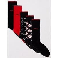 Hugo 5 Pack Design Gift Crew Socks - Black