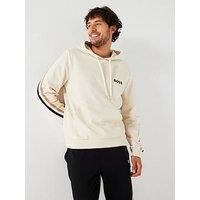 BOSS Mens Iconic Hoodie Cotton-terry hoodie with signature-stripe tape