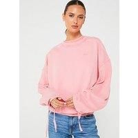 Boss Efem Ruched Sleeve Bubble Hem Sweat - Pink