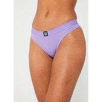 Hugo Ribbed Logo Thong - Purple