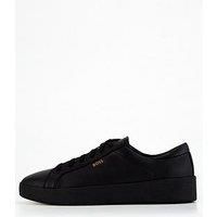 Boss Belwar Gold Logo Leather Lace Sneaker- Black