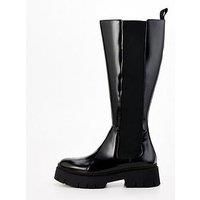 Hugo Womens Kris Hi Bootie Knee-High Boots Black