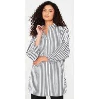 Boss Berry Saturday Oversized Stripe Cotton Shirt - White