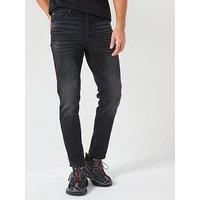 HUGO Mens 634 Black-Black Tapered-fit Jeans in Stretch Denim