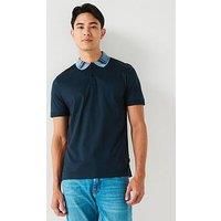 Boss Phillipson 117 Contrast Collar Mercerised Polo Shirt - Navy