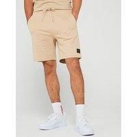 Hugo Diz Relaxed Fit Gel Logo Jersey Shorts - Beige