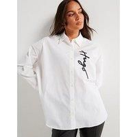 Hugo Exifa Chest Logo Long Sleeve Shirt - White