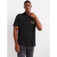 Hugo Diridupol Monogram Logo Regular Fit Polo Shirt - Black