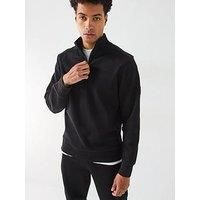 Hugo Boss Mens Sweatshirt BOSS H Sidney Mercerised 1/4 Zip Jumper in Black