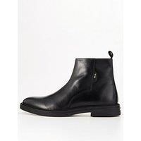 Boss Calev Zip Leather Chelsea Boot - Black