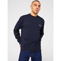 Boss We Mixdenim Relaxed Fit Crew Sweatshirt - Dark Blue