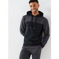 BOSS Mens Luke Hoodie Cotton-blend hoodie with monogram pattern