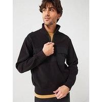 Boss Ze Relaxed Fit 1/4 Zip Sweatshirt - Black