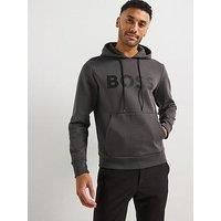 Boss Soody Rubberised Chest Logo Hoodie - Dark Grey