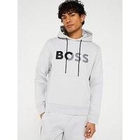 Boss Soody Regular Fit Rubberised Chest Logo Hoodie - Light Grey