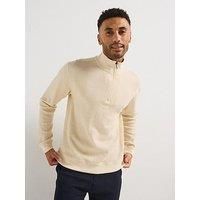 Boss Structure Regular Fit Heavy Waffle 1/4 Zip Loungewear Sweat-Off White