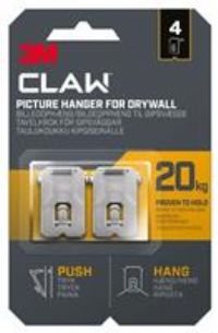 3M CLAW Plasterboard Picture Hooks For Home Décor and picture hanging, 4 Hangers, Holds up to 20 kg - Ideal for Heavyweight Items