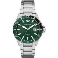 EMPORIO ARMANI DIVER HULK GREEN BEZEL DIAL DATE TACHYMETER MENS WATCH AR11338