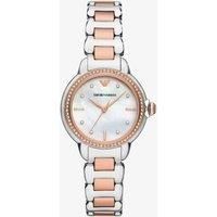 Emporio Armani Rose Gold And Silver Stainless Steel Watch