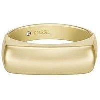 Fossil Heritage D-Link Glitz Gold-Tone Stainless Steel Signet Ring