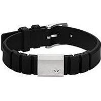 Emporio Armani Men/'s Black Silicone and Stainless Steel ID Bracelet, EGS3079040