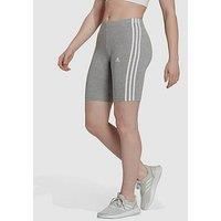 adidas Women/'s Essentials 3-Stripes Bike Tights, Medium Grey Heather/White, XL