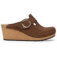 Birkenstock Papillo Ring-Buckle Suede Wedge - Dark Tea