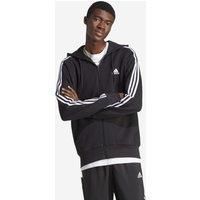 adidas Men/'s Essentials French Terry 3-Stripes Full-Zip Hoodie, Black/White, 3XL