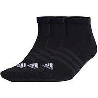 adidas Unisex Cushioned Sportswear 3 Pairs No Show Socks, Black/White, XS