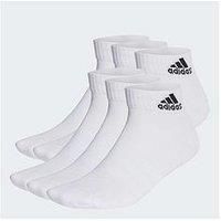 adidas Unisex Kids Cushioned Sportswear Ankle Socks 6 Pairs, White/Black, 2 - 3.5 UK