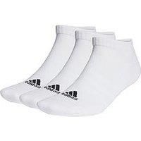 adidas Unisex Cushioned Sportswear 3 Pairs No Show Socks, White/Black, XS